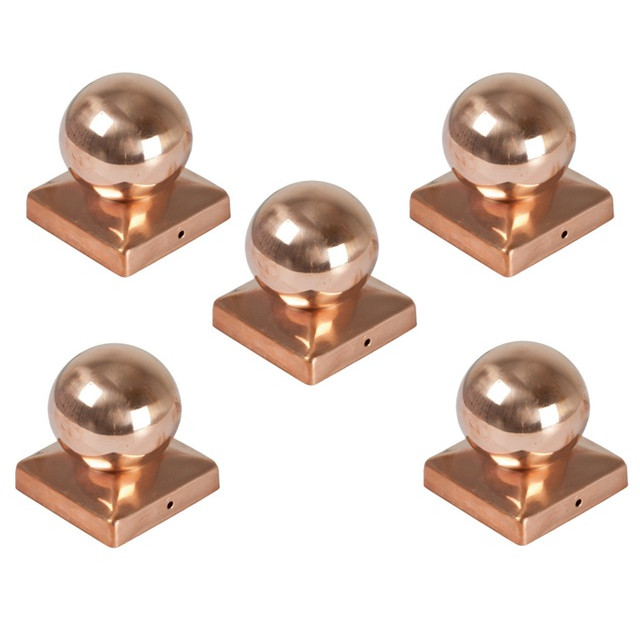 5er Set - Pfostenkappe Kupfer // Kugel 90 x 90 mm