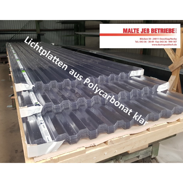 Polycarbonat Lichtplatte EPH 20/100 klar bis 9m