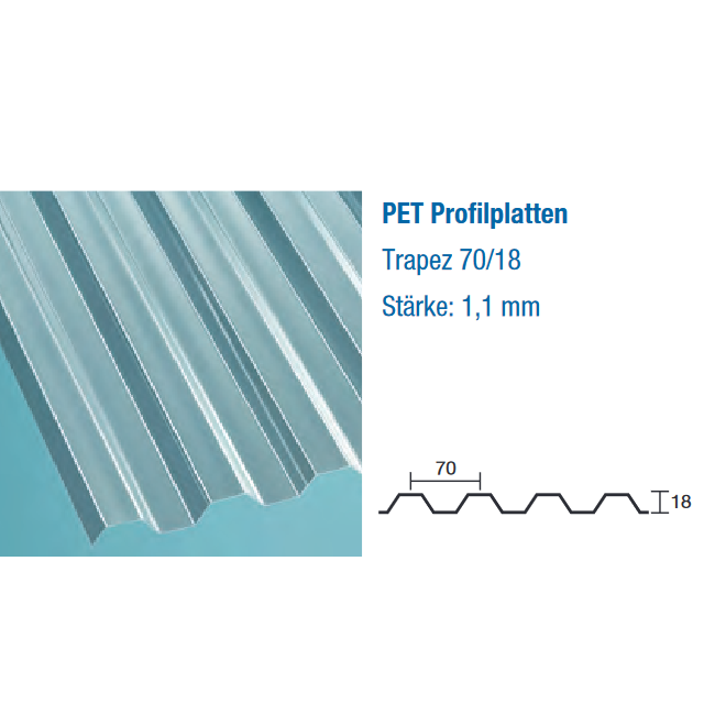 PET // Trapez 76/18 - Stärke 1,1mm ~ klar