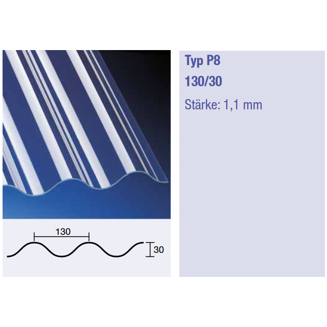 Typ P8 - 130/30 Stärke 1,1mm - klar