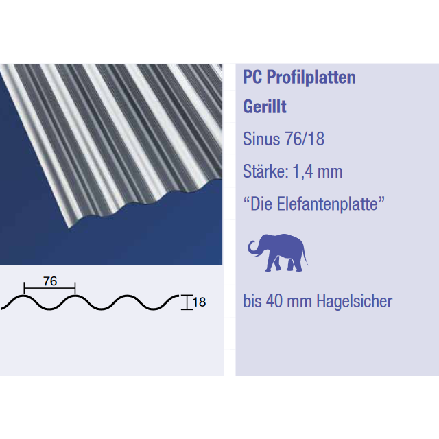 Elefantenplatte Sinus 76/18 anthrazit gerillt