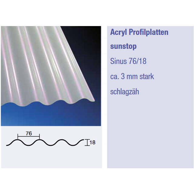 Acryl sunstop Sinus 76/18 - opal weiß