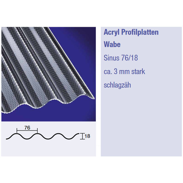 Acryl Wabe Sinus 76/18 - graphit