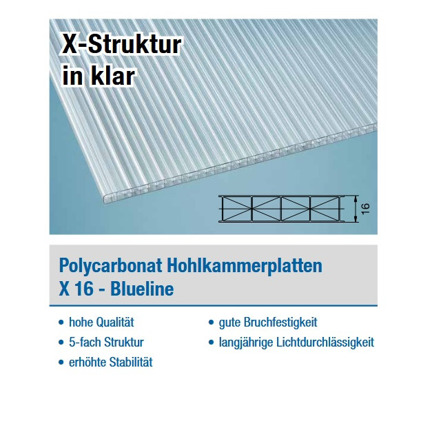 PC Hohlkammerplatten X Struktur 16mm **klar** ###Aktionspreis###