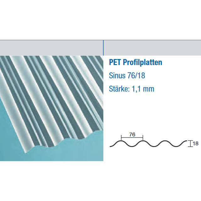 PET // Sinus 76/18 - Stärke 1,1mm ~ klar